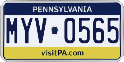 PA license plate MYV0565