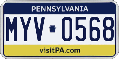 PA license plate MYV0568