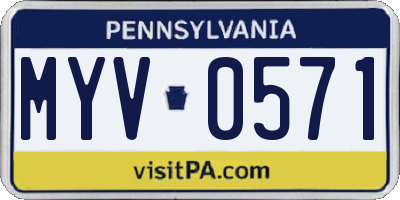 PA license plate MYV0571
