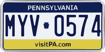 PA license plate MYV0574