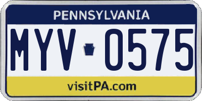 PA license plate MYV0575