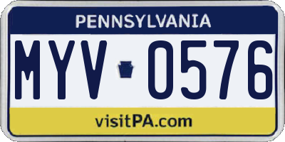 PA license plate MYV0576