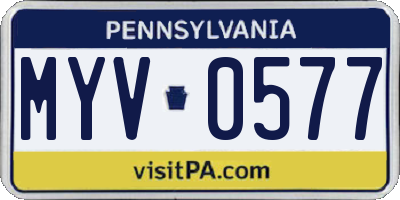PA license plate MYV0577