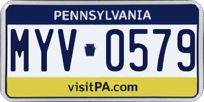PA license plate MYV0579