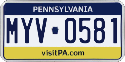 PA license plate MYV0581