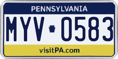 PA license plate MYV0583