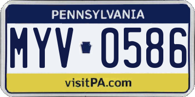 PA license plate MYV0586