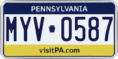 PA license plate MYV0587