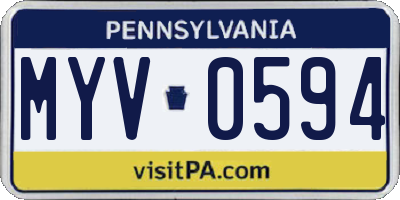 PA license plate MYV0594