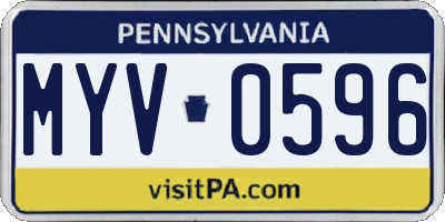 PA license plate MYV0596