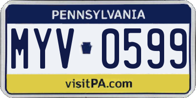 PA license plate MYV0599