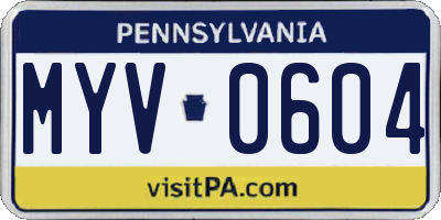 PA license plate MYV0604