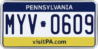 PA license plate MYV0609