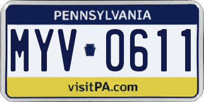 PA license plate MYV0611