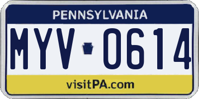 PA license plate MYV0614