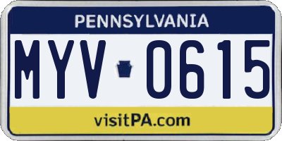 PA license plate MYV0615
