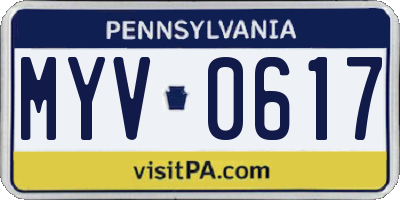 PA license plate MYV0617