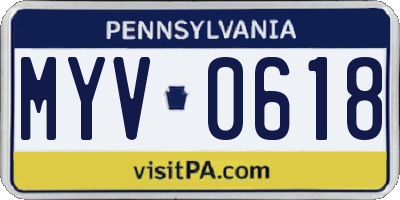 PA license plate MYV0618
