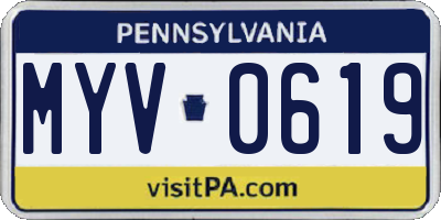 PA license plate MYV0619