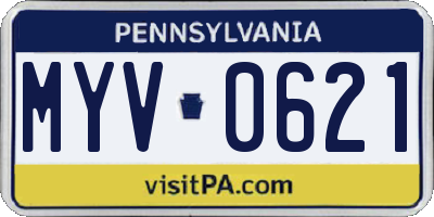 PA license plate MYV0621