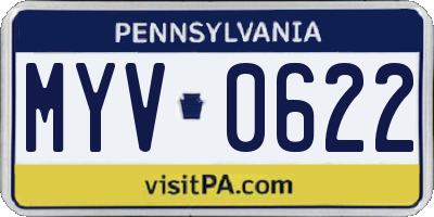 PA license plate MYV0622