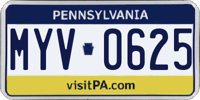 PA license plate MYV0625