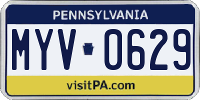 PA license plate MYV0629