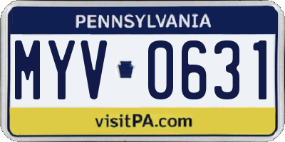PA license plate MYV0631