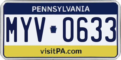 PA license plate MYV0633