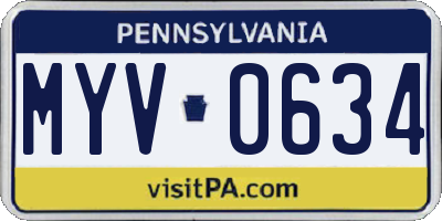 PA license plate MYV0634