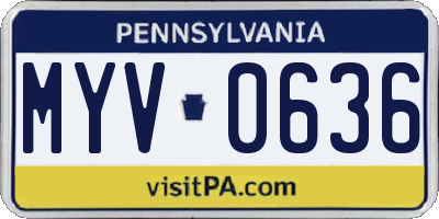 PA license plate MYV0636