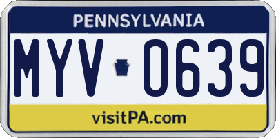 PA license plate MYV0639