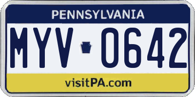 PA license plate MYV0642