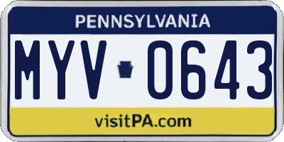 PA license plate MYV0643