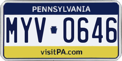 PA license plate MYV0646