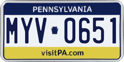 PA license plate MYV0651