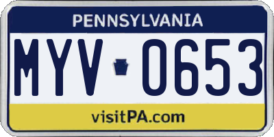 PA license plate MYV0653