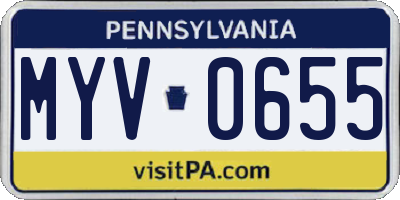 PA license plate MYV0655