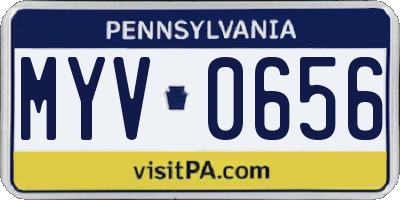 PA license plate MYV0656