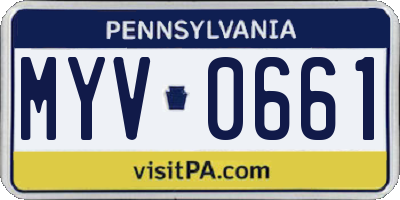 PA license plate MYV0661
