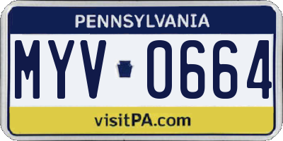 PA license plate MYV0664