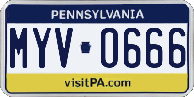 PA license plate MYV0666