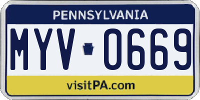 PA license plate MYV0669