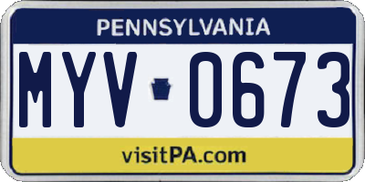 PA license plate MYV0673