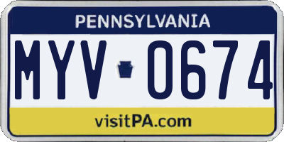 PA license plate MYV0674