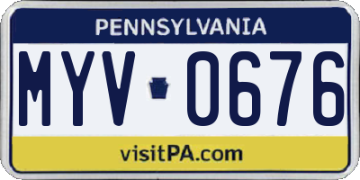 PA license plate MYV0676