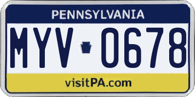 PA license plate MYV0678