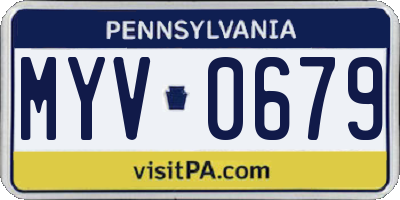 PA license plate MYV0679