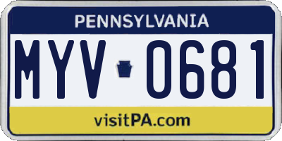 PA license plate MYV0681