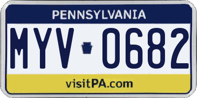 PA license plate MYV0682
